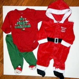 Carter's 3m Santa suit/Baby Place 1st Xmas 3-6mos